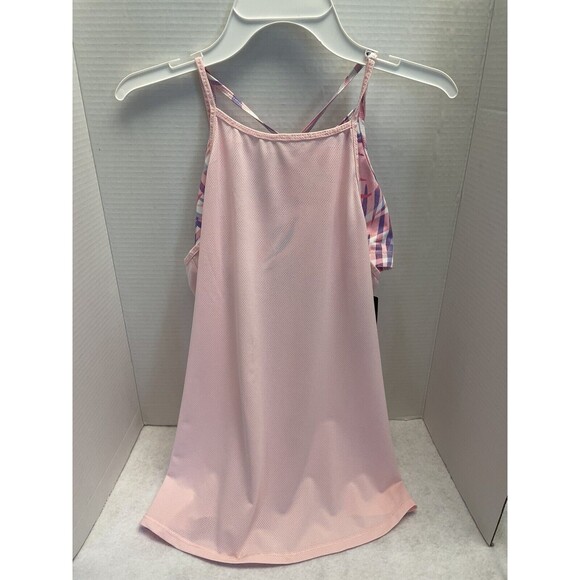 New Ideology Girls Layered  Look Active Tank Pink Over Multi Color XL Size 16 - Picture 1 of 8
